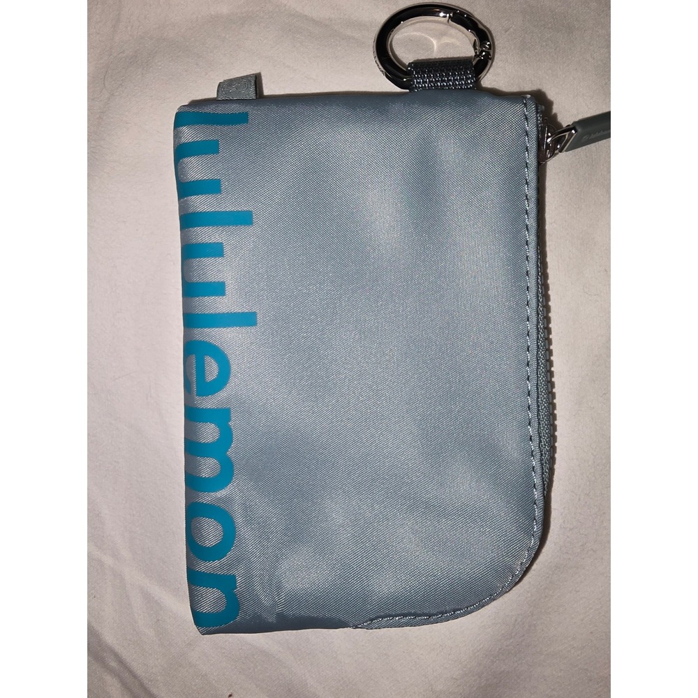 Lululemon True Identity Card Case Blue Zippered Keychain Wallet Pouch